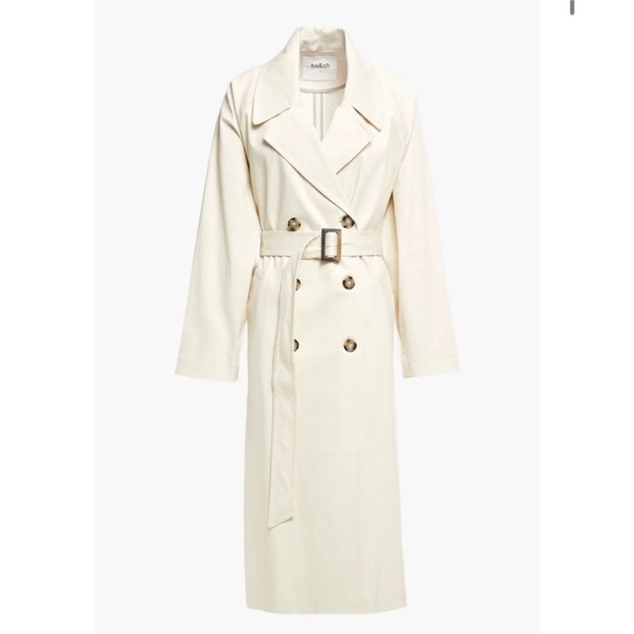 Ba&sh Paris Double-breasted Belted Cotton-blend Trench Coat In Ivory NEW - Picture 1 of 9